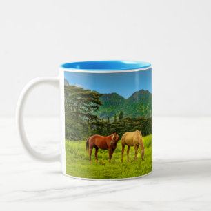 Tasse 2 Couleurs Chevaux hawaïens, Hokulei Peak, Kauai, Hawaii