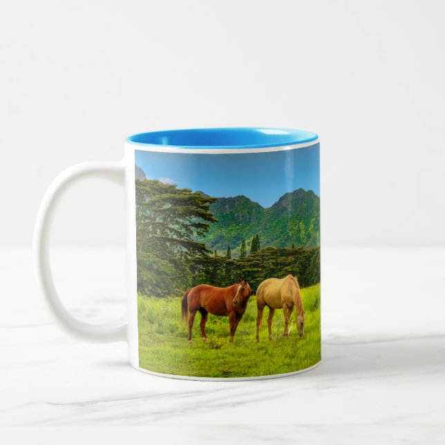 Tasse 2 Couleurs Chevaux hawaïens, Hokulei Peak, Kauai, Hawaii (Gauche)