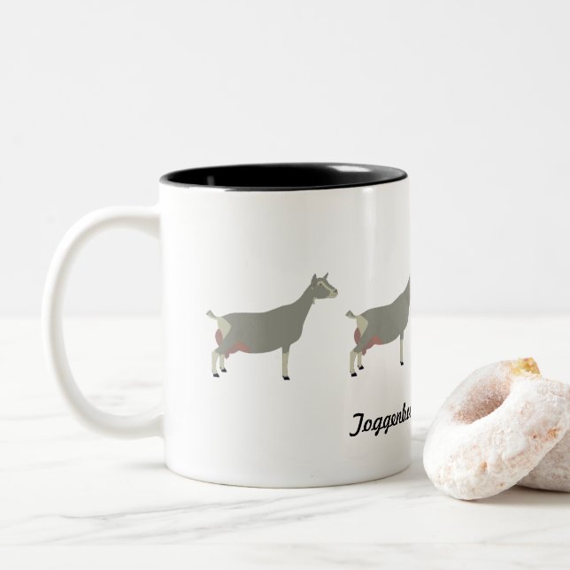 Tasse 2 Couleurs Chèvre laitière de Toggenburg (Avec donut)