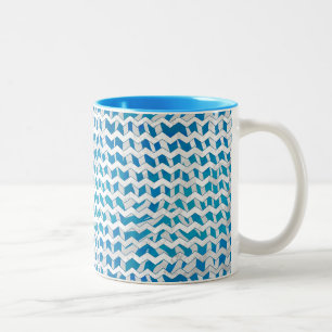 Tasse 2 Couleurs Chevron bleu et blanc Zebra