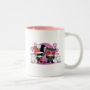 Tasse 2 Couleurs Chibi Harley Quinn & Chibi Catwoman Avec Chats