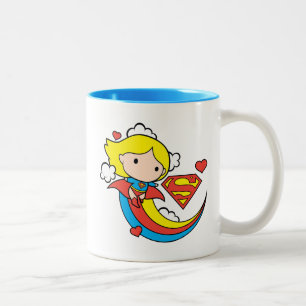 Tasse 2 Couleurs Chibi Supergirl volant arc-en-ciel