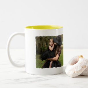 Tasse 2 Couleurs Chic minimaliste Monogramme Photo personnalisée C