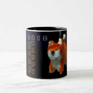 Tasse 2 Couleurs Chien Art numérique Shiba Puppy 3D Année Zodiac 2T