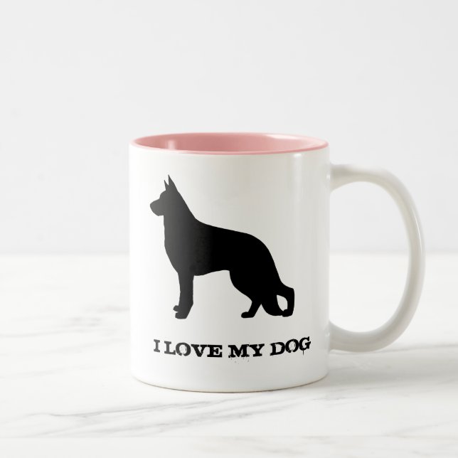 Tasse 2 Couleurs Chien berger allemand Silhouette personnalisée (Droit)