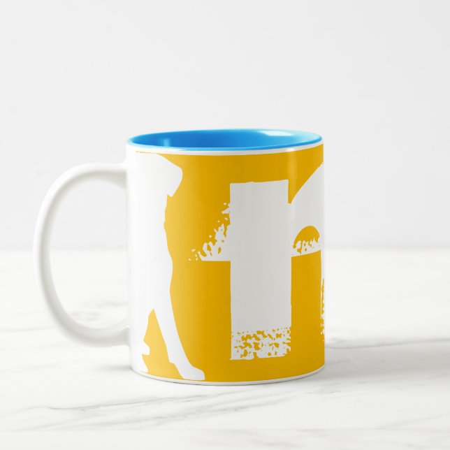 Tasse 2 Couleurs Chien chinois blanc Année Anniversaire Monogramme  (Gauche)