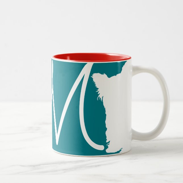 Tasse 2 Couleurs Chien chinois Chien blanc Année Anniversaire Monog (Droit)