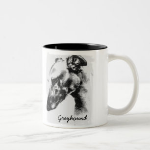 Tasse 2 Couleurs Chien de lévrier dans le profil
