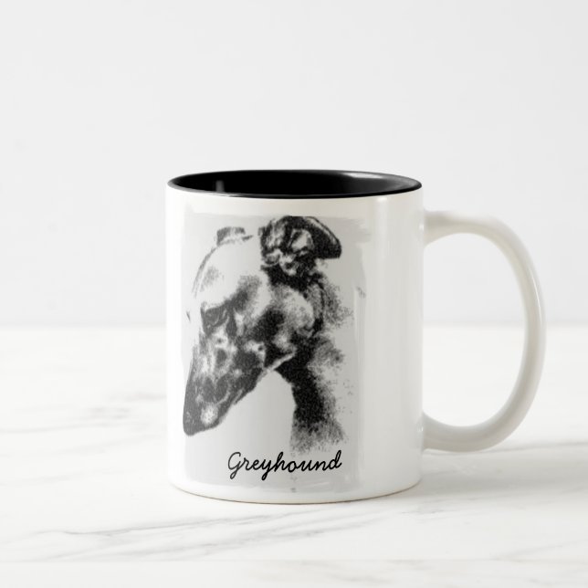 Tasse 2 Couleurs Chien de lévrier dans le profil (Droit)