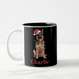 Tasse 2 Couleurs Chien de Noël Berger Allemand Nom Personnalisé