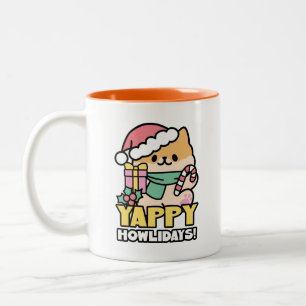 Tasse 2 Couleurs Chien de Noël mignon - Yappy Howlidays