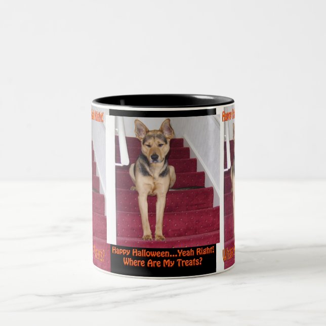 Tasse 2 Couleurs Chien d'Halloween et aucun traitement (Centre)