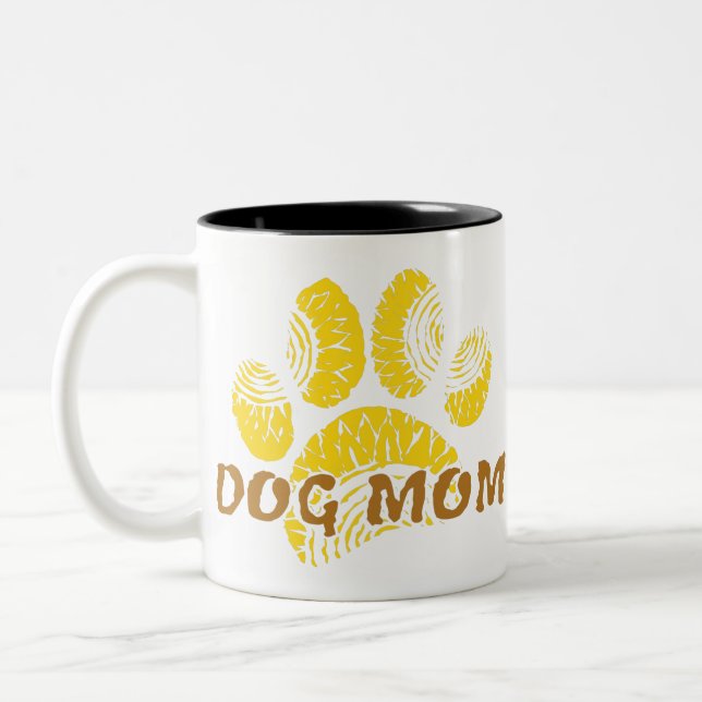 Tasse 2 Couleurs Chien Maman Paw Tournesol Dessin (Gauche)