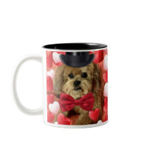 Chien mignon aux coeurs Valentin