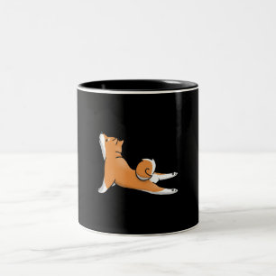 Tasse 2 Couleurs Chien mignon shiba inu   pose de yoga   cadeau d'a