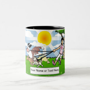 Tasse 2 Couleurs Chien Walker, Amoureux des chiens - Dessin Femme
