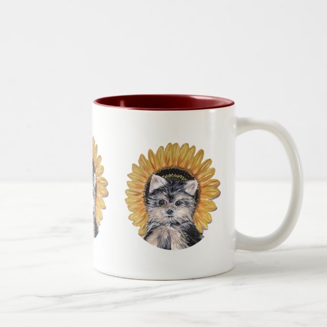 Tasse 2 Couleurs Chien Yorkie mignon (Droit)