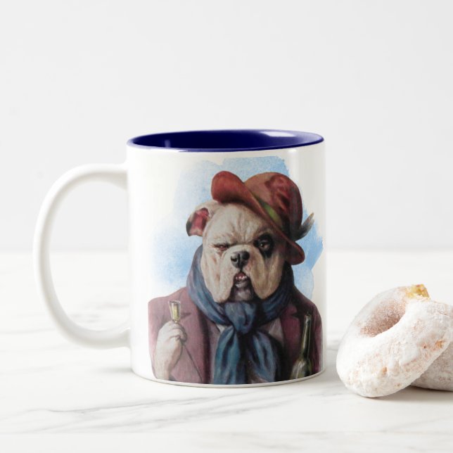 Tasse 2 Couleurs Chiens Amusants Bar Bière Patrons Réguliers  (Avec donut)