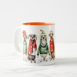 Tasse 2 Couleurs Chiens d'hiver mignons Sweater Furry & Bright Chri