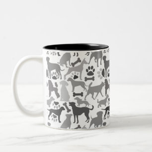 Tasse 2 Couleurs Chiens et pattes motif 03.b Blancs BG