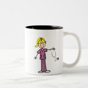 Tasse 2 Couleurs Chiffre femelle blond T-shirts de bâton