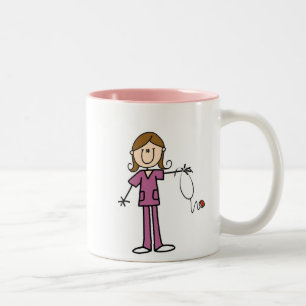 Tasse 2 Couleurs Chiffre femelle infirmière de bâton de cheveux