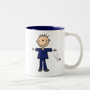 Tasse 2 Couleurs Chiffre masculin infirmière - bleu de bâton