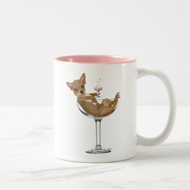 Tasse 2 Couleurs Chihuahua en verre de cocktail (Droit)