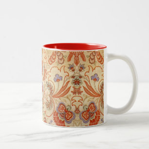 Tasse 2 Couleurs Chintz Floral Antique Terracotta Français Vintage