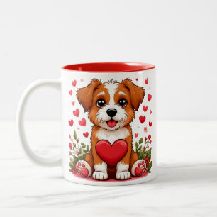 Tasse 2 Couleurs Chiot avec cœur pour les amoureux des chiens