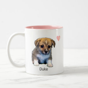 Tasse 2 Couleurs Chiot Corgi Mignon & Cœurs