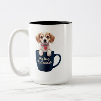 Tasse 2 Couleurs Chiot dans une boug - Mon chien, Ma motte d'âne