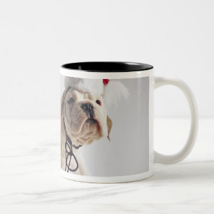 Tasse 2 Couleurs Chiot de bouledogue utilisant le casquette de Pèr