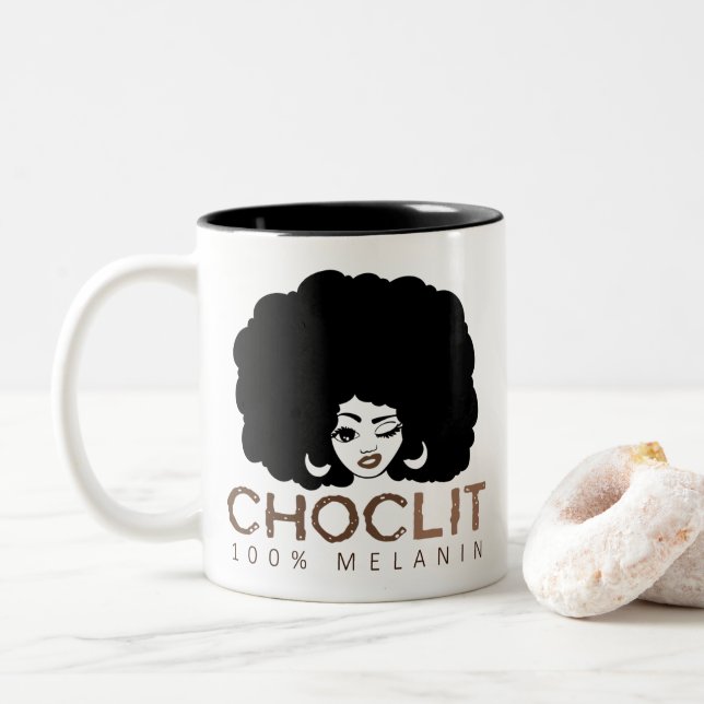 Tasse 2 Couleurs Choclit Black Woman Afro (Avec donut)