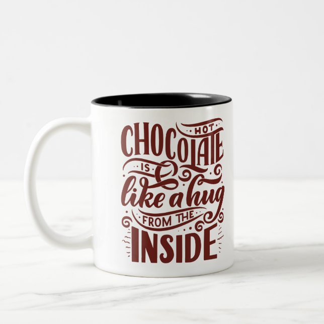 Tasse 2 Couleurs Chocolat chaud est comme un câlin (Gauche)