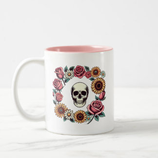 Tasse 2 Couleurs Choisissez Joy Skull and Flowers