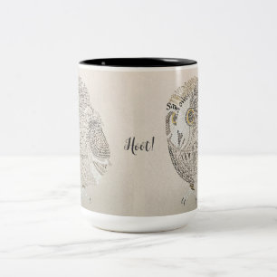 Tasse 2 Couleurs Chouette Calligraphie