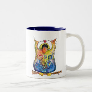Tasse 2 Couleurs Chouette confuse mignonne Whimsical