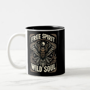 Tasse 2 Couleurs Chouette mystique - Esprit libre Âme sauvage