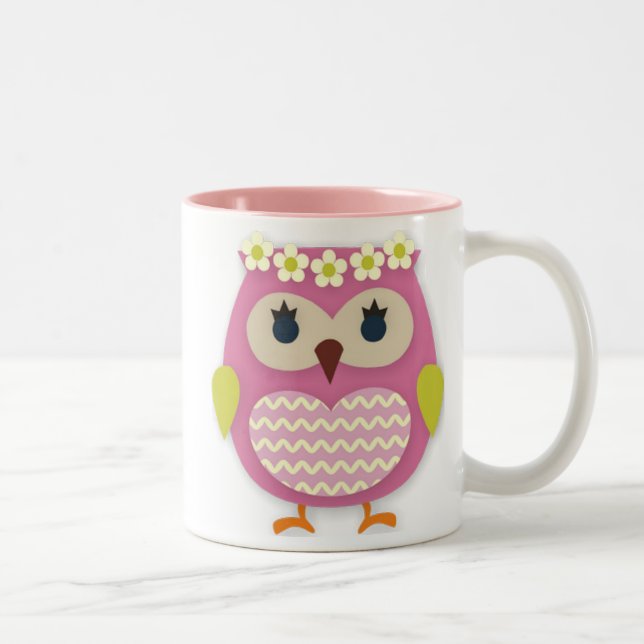 Tasse 2 Couleurs Chouette rose (Droit)