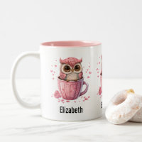 Chouette rose mignonne en coupe
