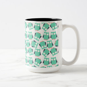 Tasse 2 Couleurs Chouettes lunaires turquoises