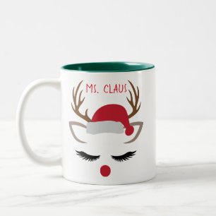 TASSE 2 COULEURS CHRISTMAS FILLE REINDEER VISAGE PERSONNALISER 