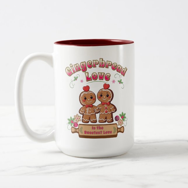 Tasse 2 Couleurs Christmas Gingerbread Log (Gauche)