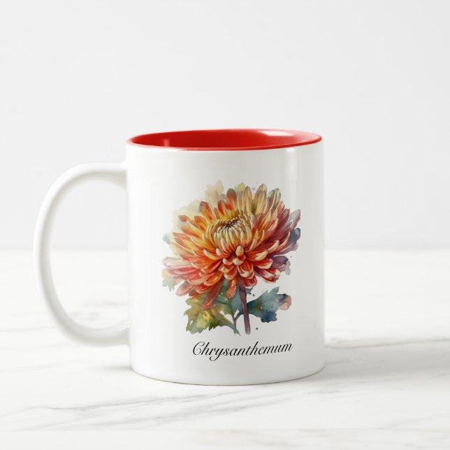 Tasse 2 Couleurs Chrysanthème de la récolte d'or, sur mesure (Gauche)