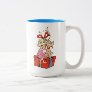 Tasse 2 Couleurs Cindy Lou Who et Max sur un cadeau