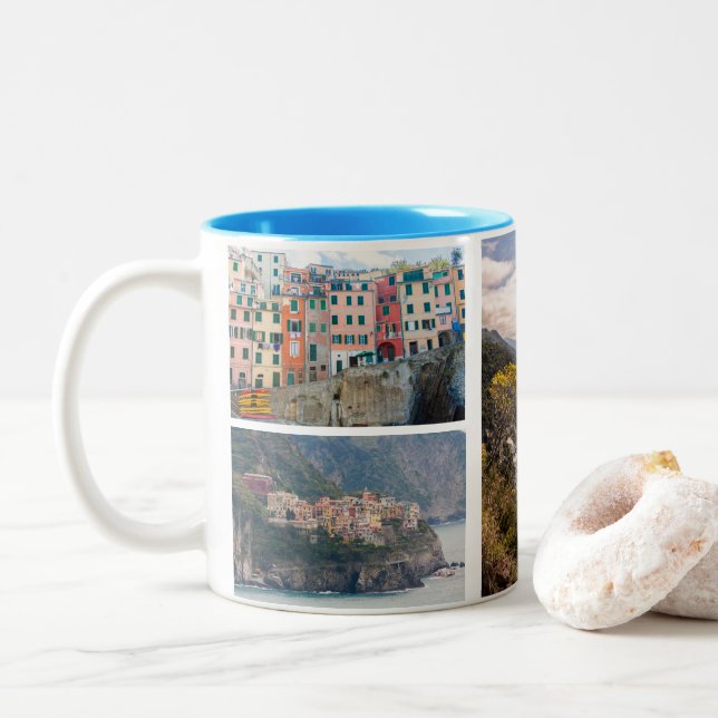 Tasse 2 Couleurs Cinque Terre, Ligurie, Italie (Avec donut)