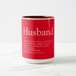 Tasse 2 Couleurs Citation de définition de mari amusant Moderne Rou