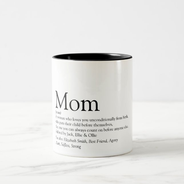 Tasse 2 Couleurs Citation de définition maman noir et blanc (Centre)