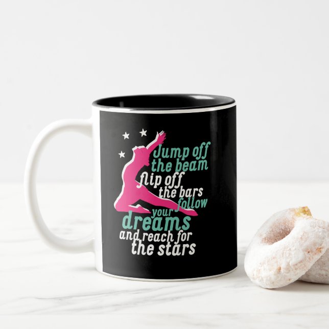 Tasse 2 Couleurs Citation de gymnastique inspirationnelle pour Gymn (Avec donut)